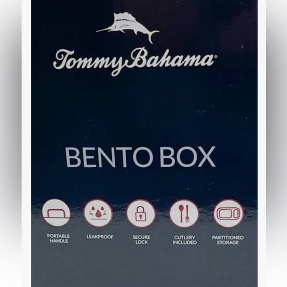 Tommy Bahama Navy and Light Blue Portable Lunch 3 Compartment Bento Box - Picture 3 of 8